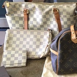SET OF 3 AUTHENTIC LV DAMIER AZUR COLL BAG, POCHET